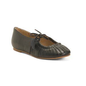 JELAVU Black Leather Ellie Flats